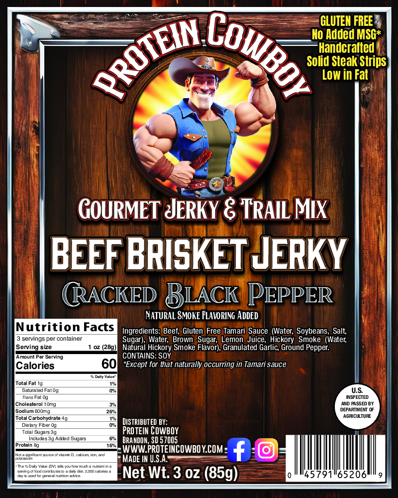 Cracked Pepper Brisket Beef Jerky - GLUTEN FREE