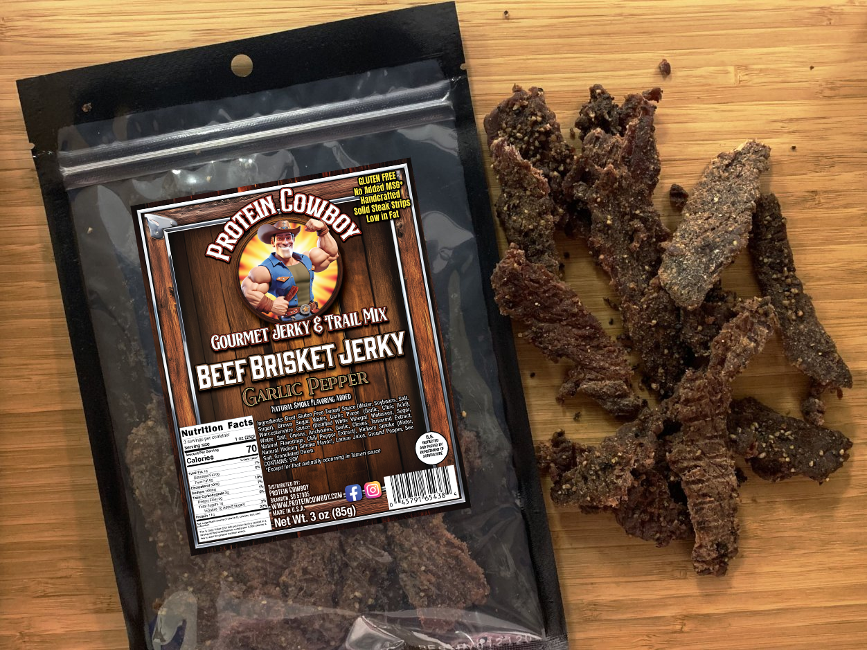 Garlic Pepper Brisket Beef Jerky - GLUTEN FREE
