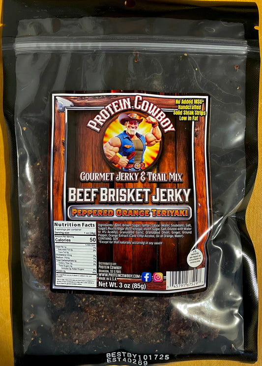 Peppered Orange Teriyaki Brisket Beef Jerky