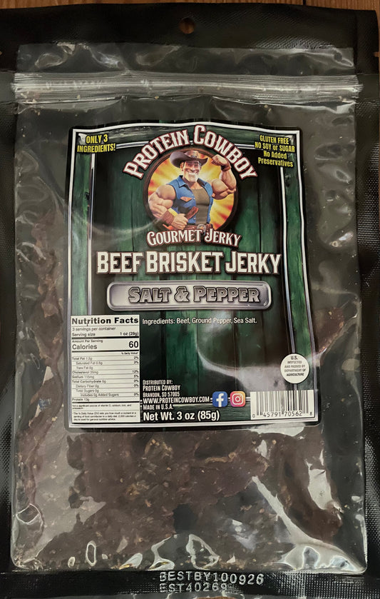 Super Clean Sea Salt & Pepper Brisket Jerky- Gluten Free & only three ingrdients!