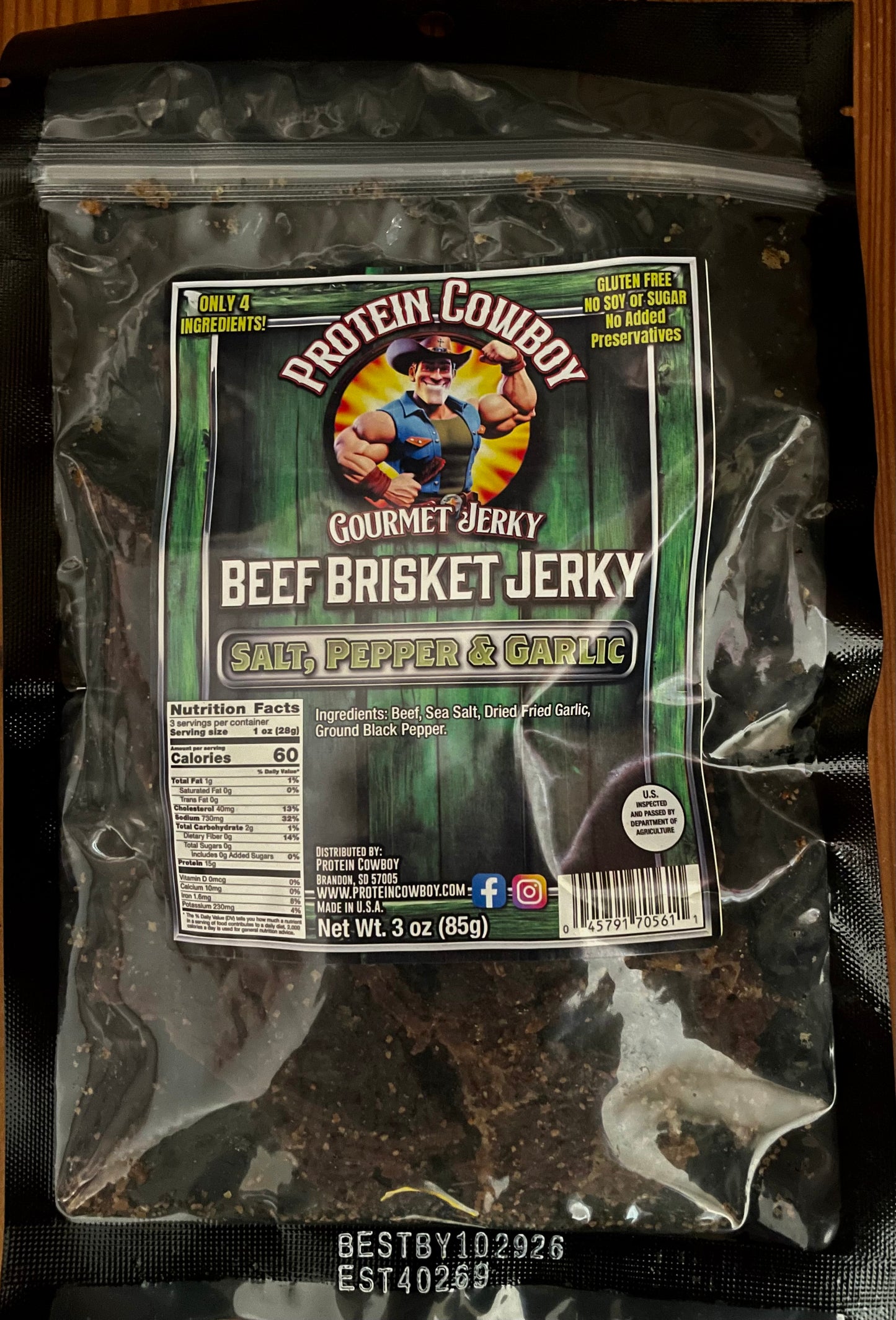 Super Clean Sea Salt, Pepper, & Garlic Brisket Jerky- Gluten Free & only four ingrdients!